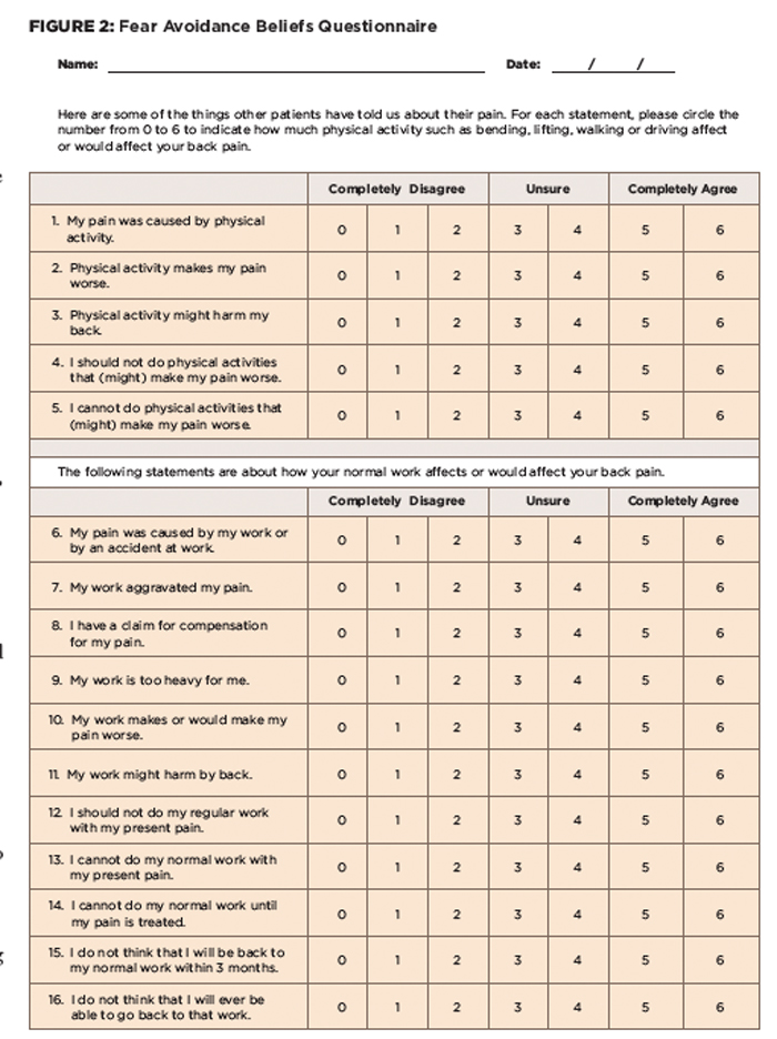 Figure 2: Fear Avoidance Beliefs Questionnaire