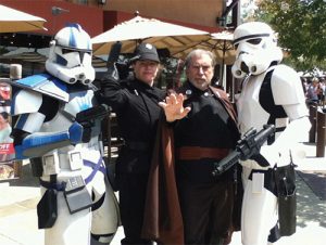 The Golden Gate Garrison was asked to provide a photo op at an Astronaut/Space Station Museum event in Novato, Calif., in 2015. Dr. Katler is sending a force blast while flanked by a Clone trooper and an Imperial officer (left), and an Imperial stormtrooper.