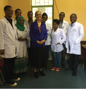 Michele Meltzer with residents and attending physicians in a small hospital in Ethiopia. She had just delivered a lecture on rheumatology basics.