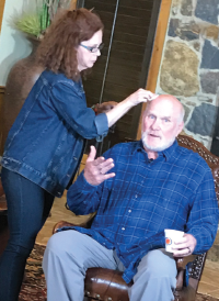 Terry Bradshaw prepares to shoot a public service announcement for Rheumatic Disease Awareness Month at his ranch in Thackerville, Okla.