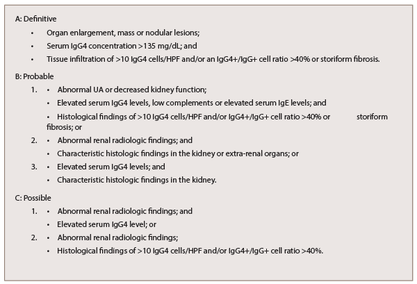 Table 4: Diagnostic Criteria for IgG4-RKD
