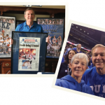 Dr. St.Clair in his home office, showing off his Duke memorabilia. Dr. Bill St.Clair and his wife, Barb, at the 2015 NCAA basketball championship game in Indianapolis.