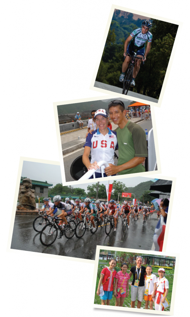 Dr. Thorburn came in 4th in the Olympic time trials in 2004 and 5th in 2008. Dr. Thorburn with her husband, Ted Huang, after the time trial in the Beijing Olympics in 2008. Dr. Thorburn is at the front of a very rainy road race at the 2008 Olympics in Beijing.