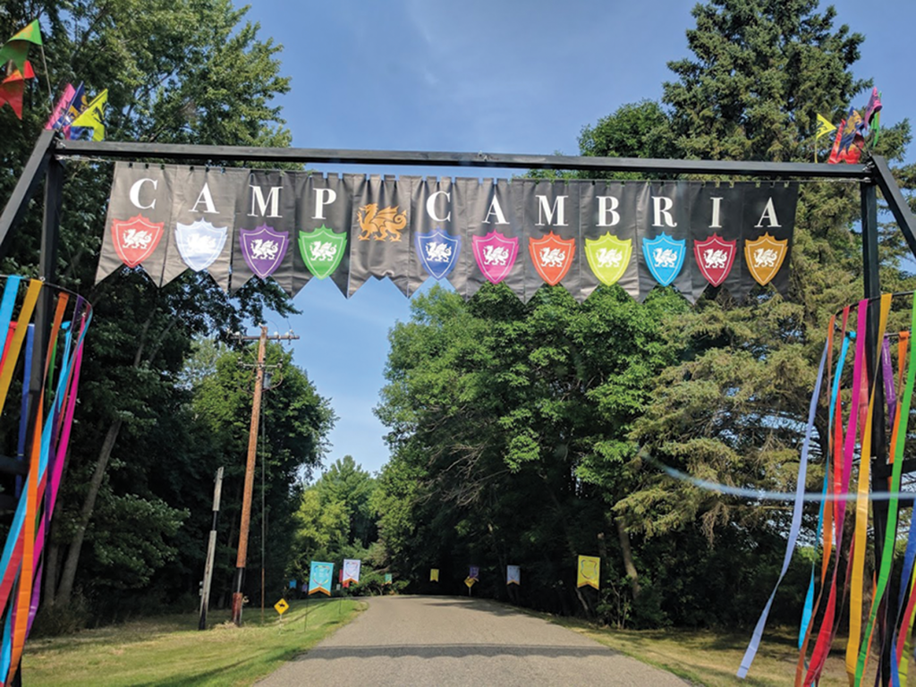 The entrance to Camp Cambria in Minnesota greets campers who arrive for one memorable week each year.