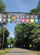 The entrance to Camp Cambria in Minnesota greets campers who arrive for one memorable week each year.