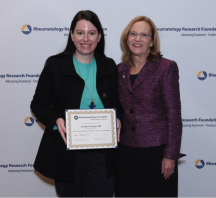 Frankie Pedigo, MD, student and resident ACR/ARHP Annual Meeting Scholarship Award Recipient (left), with Foundation President Abby Abelson, MD (right), at the 2018 Awards Luncheon.