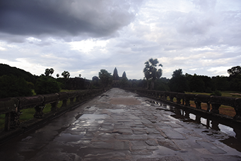 A portion of the Angkor Wat Buddhist temple complex in northern Cambodia.