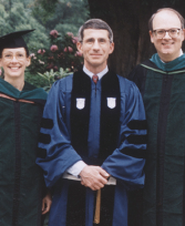 Dr. Allen and Barton F. Haynes, MD, with Anthony Fauci, MD (center) in 1995 when Dr. Fauci received an honorary Doctor of Science degree from Duke University Medical School. 