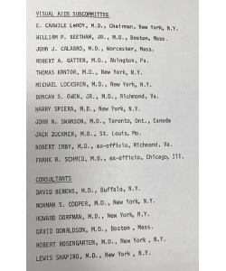 An early roster of the Visual Aids Subcommittee.