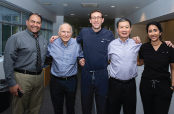 The authors, who comprise the OHSU Rheumatology-Oculoplastics Orbital Clinic. From left: Hadi Khazaei, James T. Rosenbaum, Davin C. Ashraf, John D. Ng, Shravani Mikkilineni.