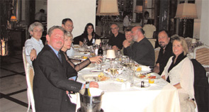 OMERACT Executive Committee members and spouses at a dinner held during the Malta conference. Clockwise from left: Rob Kew, OMERACT conference organizer; Mrs. Boers; Dr. Boers; Dr. Tugwell; Leanne Idzerda, OMERACT secretary; Dr. Brooks; Mrs. Tugwell; Dr. Simon; Jack Loftis, PhD; Dr. Strand.