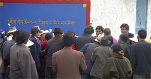 Tibetans waiting for clinic tickets.