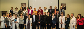 Lecturers and facilitators pause to commemorate the inaugural symposium of RACER in Moscow, Oct. 6, 2014.