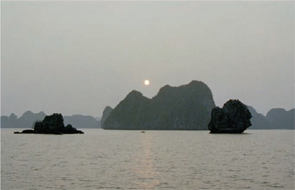 The Halong Bay mountains.