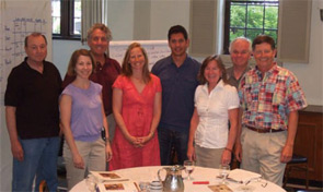 Physicians from the Illinois Bone and Joint Institute in Chicago. Back row, left to right: John Skosey, Gerry Eisenberg, Al Bello, Pat Schuette. Front row, left to right: Amanda Meyers, Erin Arnold, Mary Moran, Bill Arnold.