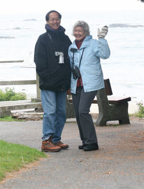 Dr. Liang with his wife, Diane Garthwaite, on a birding and beach walking trip to Tofino, Vancouver Island.