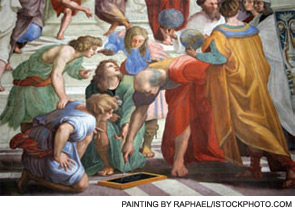 Ptolemy and Strabo in The School of Athens by Raphael.