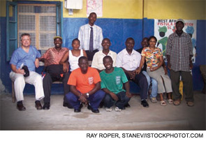 Dr. Gilkeson (left) with the staff of the West Africa Fistula Foundation.