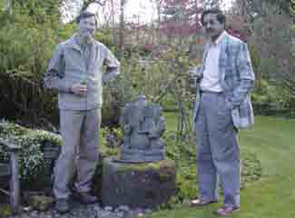 Dr. Bacon (left) and Dr. Mahendranath, his friend and colleague from Bangalore, India, in Dr. Bacon’s garden.