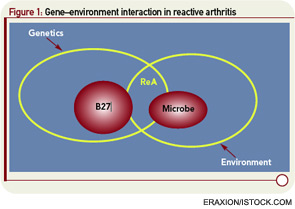 Figure 1: Gene–environment interaction in reactive arthritis