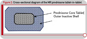 FIGURE 2: Cross-sectional diagram of the MR prednisone tablet-in-tablet.
