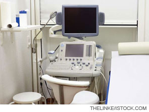 An example of a mobile, in-office ultrasound machine that can be used by rheumatology practices for diagnosis<br /> and treatment.