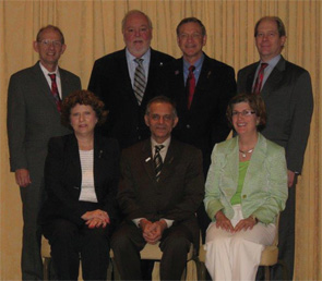 The ACR Executive Committee—front row: Karen Smarr, PhD, Sharad Lakhanpal, MD, MBBS, and Joan Von Feldt, MD, MS Ed; back row: Eric Matteson, MD, Joseph Flood, MD, E. William St.Clair, MD, and David Karp, MD, PhD.